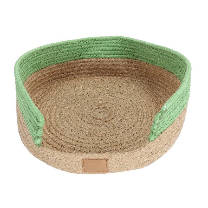 Round Cat Bed Cotton Rope Woven Basket Multipurpose Sleeping Scratching