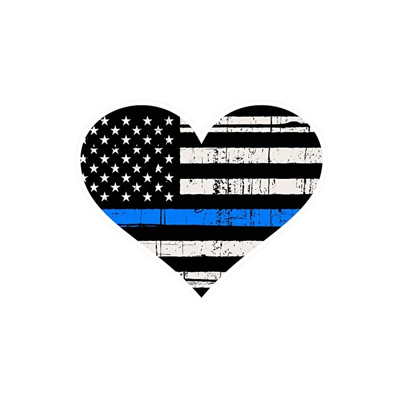 Thin Blue Line Heart/Single / 5" Tattered American Flag Police
