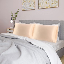 sourcing map Pillowcase Set Silk Satin Pillow Cases for Hair and Skin, Pillow Cases 2 Pack with Envelope Closure Rose Gold 50 x 75cm