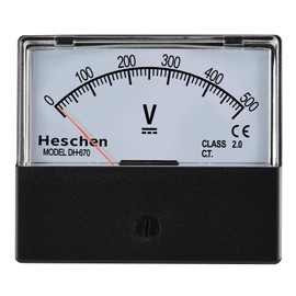 Heschen Voltmeter Rectangle Analog Display Volt Voltmeter 670 Style DC 0-500V Class 2.0