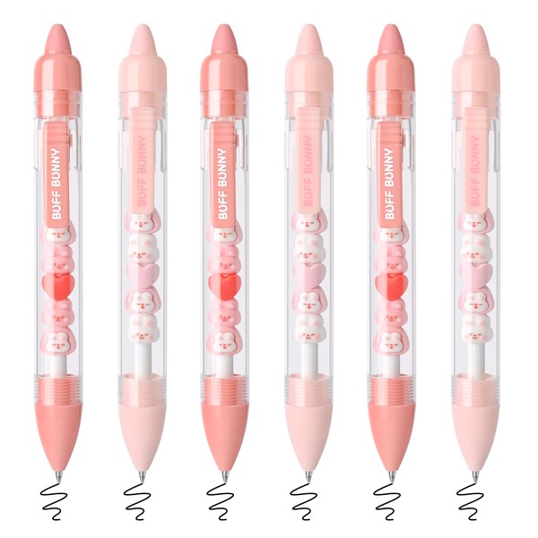 Valtiner 6 Pcs Cute Erasable Gel Pens, Retractable Black Ink