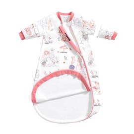 usbettas Removable Long Sleeve Sleep Sack for Babies 3-6 Months, 2-Way Zipper Summer Sleep Sacks with Roomy Leg Space, Soft Comfy Baby Wearable Blankets, 1.0 Tog, Bunny Dream