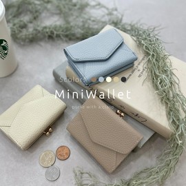 Compact Mini Wallet, Genuine Leather, Small Folding Wallet, Trifold Wallet, Coin Purse, Lightweight, Card Case, Large Capacity, Women's, Black