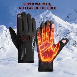 Men's Winter Custom Glove Waterproof Warm Windproof and Antiskid Cycling Sports Racing Gloves (Gray, L)