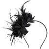 VNIDJGB Black Fascinator for Women,Flower Mesh Feathers Fascinator Clip,Elegant Ladies