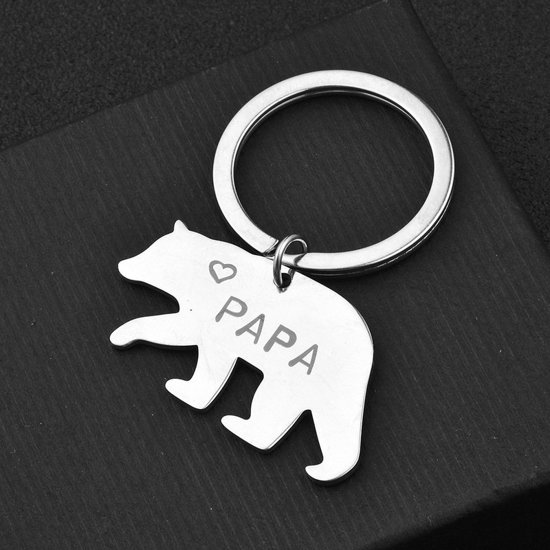 Meiligo Silver Bear Keychain for Men, Husband, Dad
