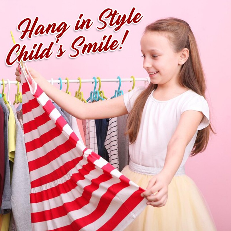 ZYBUX - 20 Pack Multi Coloured Kids Coat Hangers Lightweight
