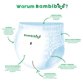 Bambiboo Baby Nappies Pants Size 5 (from 12 kg) COTTONWEAR Panty Panties with Organic Cotton and Plant Fabrics with Moisture Indicator Breathable - Pack of 20