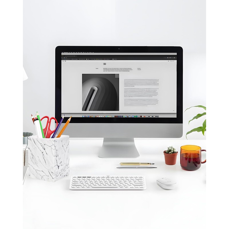 CABALAY Marble Pencil Pen Holder for Desk, Multi-Functional Pen Cup