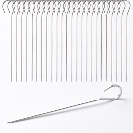 5.75 inch Flat Stainless Skewers, HONSHEN 24 pack Mini Short Barbecue Needle Barbecue Skewers,Baking Rods,Corn on The Grill (5.75 INCH Flat BBQ 24P)