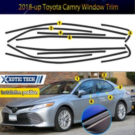 x xotic tech Window Trim Chrome Delete Blackout Overlay Pre-Cut Genuine Vinyl KK for Toyota Camry 2018 2019 2020 2021 2022 2023 2024- Carbon Fiber Pattern