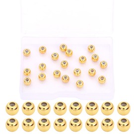 BEADIA 18K Gold Plated Stopper Beads 6mm 20pcs Insert Silicon Round Length Adjust Spacer Beads for Jewelry Making Findings