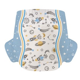 CutiePlusU Adult Nappies, Pack of 10, Disposable Incontinence Briefs with Tabs for Women and Men, Maximum Absorbency Overnight Cosmic Adventurer (Medium 28 - 38 inches)