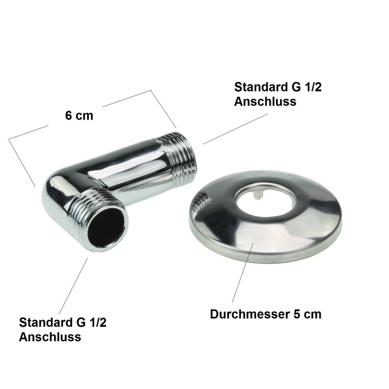 Sanixa GO1315 Wall Connection Elbow Chrome-Plated Brass Connection Shower Hose