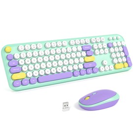 KNOWSQT Wireless Keyboard and Mouse Combo - Lovely Tiffany Blue 2.4G Full-Sized Colorful Keyboards, Round Keycap USB Dongle Plug Play Cute Keyboards for Windows, Laptop, PC, Desktop, Mac