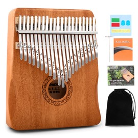 Kalimba Thumb Piano,YUNDIE Portable 21 Keys Mbira Finger Piano with Tune Hammer and Study Instruction,Musical Instruments Gift for Kid Adult Beginners Professional(Brown)