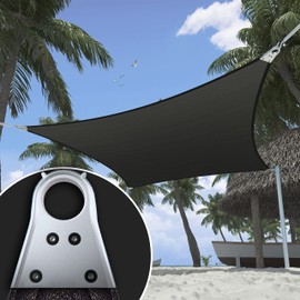 ShadeMart Heavy Duty 6' x 6' Black Sun Shade Rectangle Shade Sail Super Ring Canopy Awning Shades for Patio Carport Yard UV Blockage Commercial Grade 260 GSM, We Custom Size