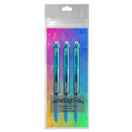 Paper Mate InkJoy Gel Pens, Teal Ink, Medium Point (0.7mm), 3 Count, Bundle with Plastic Reusable Pouch