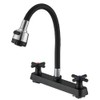 Kitchen Sink Mixer Tap Caravan Monobloc Campervan Tap Camping Sink Tap with 2 Handles Flexible Arch 360 Swivel Flexible Dual Function Sprayer for Marine Boats Campers Motorhomes Travel Trailers Black