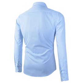 Beninos Mens Regular Fit Solid Point Collar Dress Shirt (CD01 Light Blue, XL)