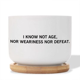 DecStic I Know Not Age, Nor Weariness Nor Defeat Ceramic Planter Bible Verse Pots for Plants with Drainage Holes and Saucers Pot for Indoor Outdoor Garden