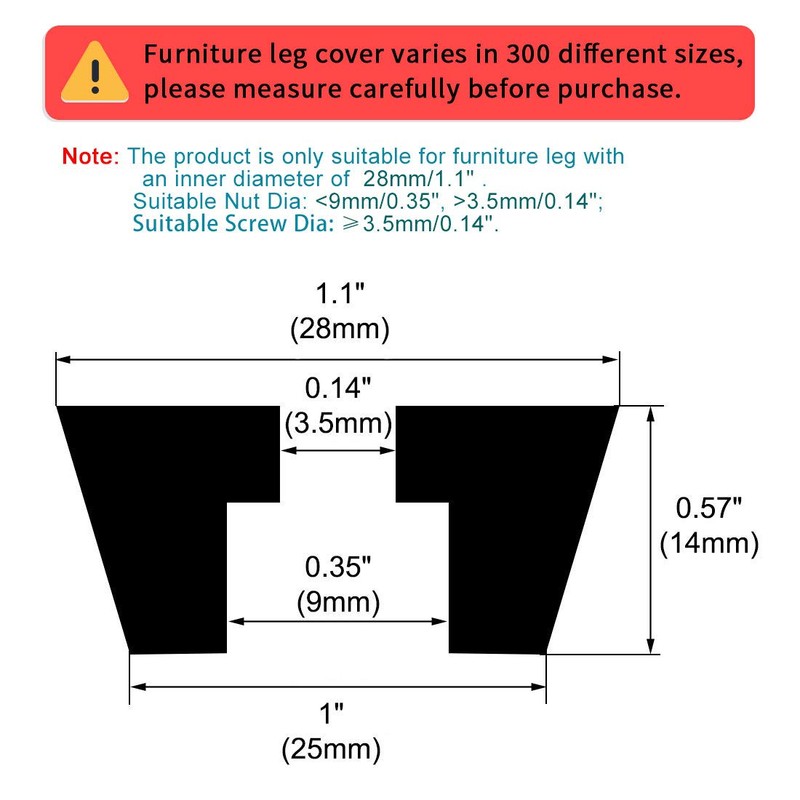 sourcing map Tapered Rubber Pad Feet Bumper Washer 28mm x