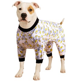 LovinPet Large Dogs PJS Onesies, Blue Triangle Print, Post Surgery Shirt, UV Protection, Pet Anxiety Relief, Wound Care Onesie for Large Dog,2XL