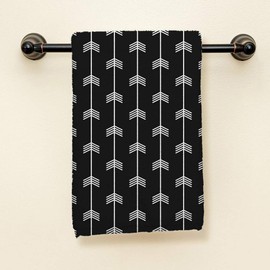 HGOD DESIGNS Arrow Hand Towels,Black and White Arrows with Modern Style 100% Cotton Soft Bath Hand Towels for Bathroom Kitchen Hotel Spa Hand Towels 15"X30"