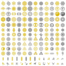 Sacred Geometry Copper Orgonite Stickers Pyramid Art Resin Filler Supplies Pack of 160 Lot, 0.8-1.6inch