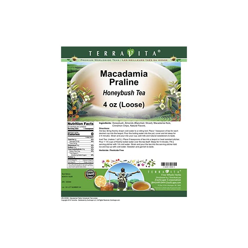 Macadamia Praline Honeybush Tea (Loose) (4 oz, ZIN: 535590)