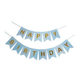 Colourful Happy Birthday Banners Bunting Garland, HBT Flag String Set, For Birthday Party Decorations Celebrations, Variety of Sizes, Fantastic Styles and Letters (Blue, Small)