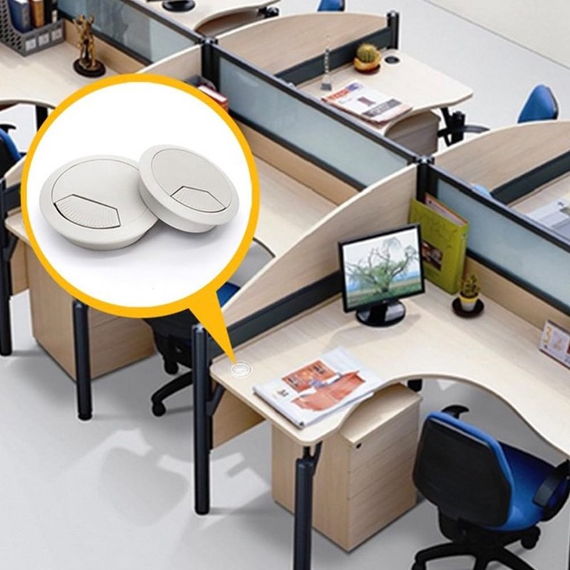 TSUOUKL Pack of 4 Cable Grommets Plastic White Desk Grommet