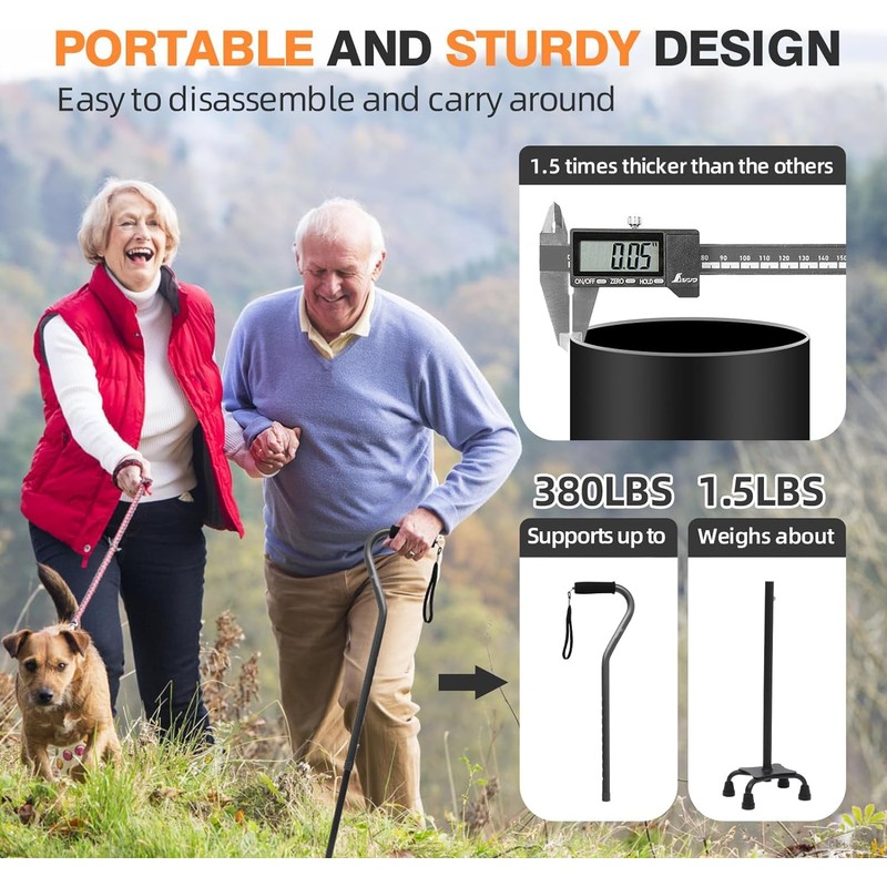Homodoskey Adjustable Walking Cane with Offset Soft Cushioned Handle for