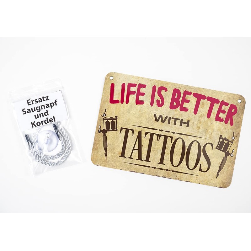Life is Better with Tattoos Retro Decorative Hanging Sign with