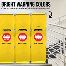 Essentially Yours "Do Not Enter" Foldable Safety Barricade | High Visibility Yellow 6 Foot Portable Safety Barrier with Heavy Duty PVC Frame