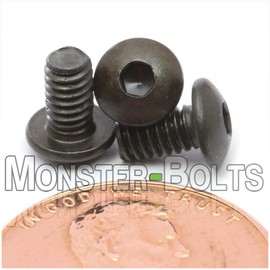 MonsterBolts - #5-40 x 1/4" Button Head Socket Cap Screws, ASME B18.3, Alloy Steel, Black Oxide, 10 Pack