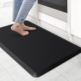 More Décor Anti Fatigue Kitchen Floor Mat, Standing Desk Mat, Double Pack, Non Slip, Waterproof - 0.47 Inches Thick - Rug Sizes 17.3" x 28" and 17.3" x 47.2" - Black