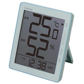 MAG TH-105 BU Hygrometer, Blue, 4.7 x 3.9 x 0.9 inches (120 x 99 x 23 mm), Digital Thermometer/Hygrometer, Easy to Read Large Screen, For Standing