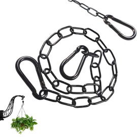 QZKJQDD Gate Chain Lock, 50cm/19.7in Chain Lock, Black Metal Chain with 2 Detachable Carabiners, Small Duty Stainless Steel Chain for Outdoor Fences, Pet Cages, Horse Goat Cow Corral Supplies
