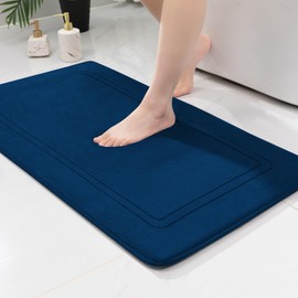 chakme Non-Slip Bath Mat, Bathroom Rug, Soft Bath Mat, Absorbent Bath Mat, Shower Mat, Foot Mat for Bathroom, Blue, 60 x 90 cm