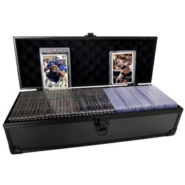 WUTONMU Toploaders Storage Box Hold 230+ 35PT 3"x4" Standard Toploaders, Hard Aluminum Alloy Top Loader Storage Case, Trading Card Storage Box for Game/Sports Cards & One Touch