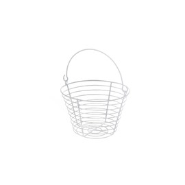 Metal John Egg Basket White, Kitchen Storage and Organization, White, Stainless Steel, 8 x 8 x 5
