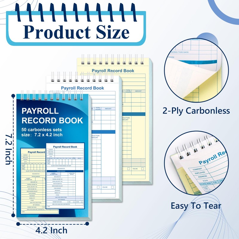 3 PCS Payroll Record Book Payroll Ledger Logbook Weekly Employee