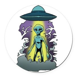 Fashion Jewelry ALIEN SAUCER UFO ART 1" Large pendant Sterling 925 plated Silver 18" necklace