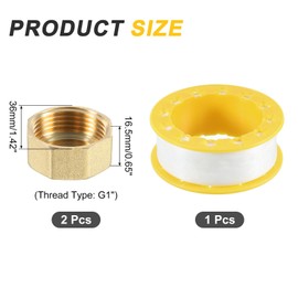 sourcing map 2Pcs Pipe Fitting Caps, G1 Brass Outer Octagon Thread Pipe Caps Fittings Connector for Pipe Sealing with Raw Tape, Brass