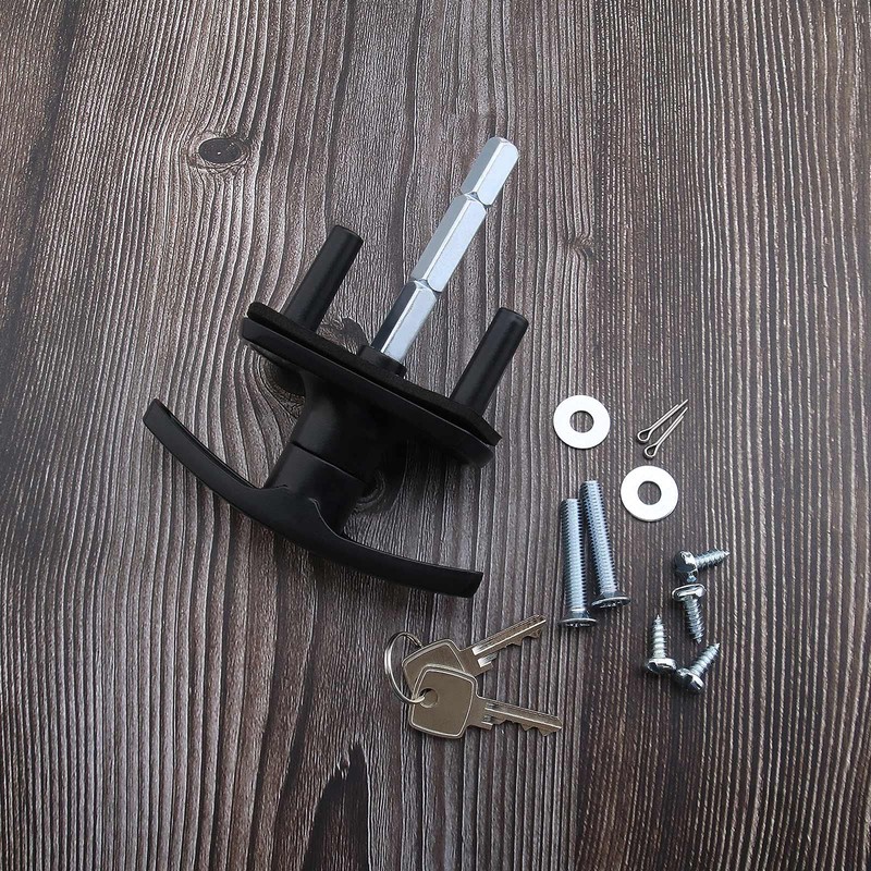 OTOTEC T Black Garage Door Lock 75mm Shaft 35mm Fixing