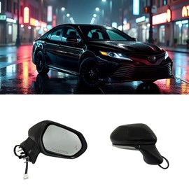 CEYGXICE Passenger Side Mirror Compatible with 2018-2024 Toyota Camry Powered Adjustment, Heated, Turn Signal, Blind Spot Detection, Manual Folding, Black - OEM TO1321368