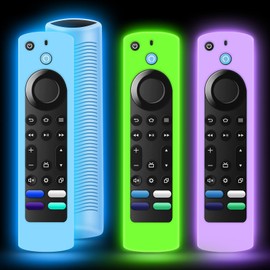 3 Pack Silicone Remote Cover Replacement for Firestick 4K Max (2nd)/ Toshiba/Insignia/ 4 Series/Pioneer TV Remote, Anti Slip Shockproof Remote Case Glow in The Dark Blue Green Purple