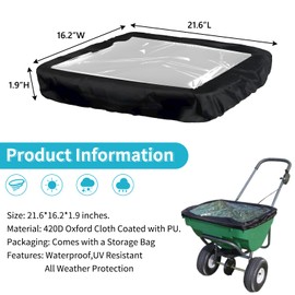 COSHNIBI Hopper Cover,420D PVC with Clear Window Fertilizer Spereader Cover 21.65L" x 16.1W" x 1.97H" Waterproof for P20-5010 Fertilizer Spreader,Black
