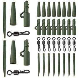 Msjuwek 40Pcs Carp Fishing Tackle Set, Complete Carp Rig Kit with Lead Clips, Tail Rubbers, Quick Change Swivels & Anti-Tangle Sleeves, Premium End Tackle Accessories for Carp Anglers
